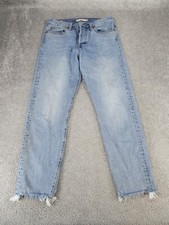 Levis Wedgie Jeans Womens 27 Light Wash Denim Button Fly Frayed Hem 
