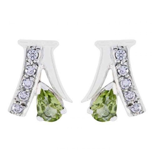 Sterling Silver Peridot Dangle Earring Green Oval Shape Stone For Women - Picture 4 of 4
