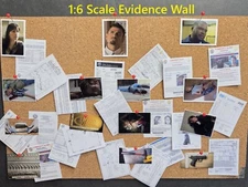 1/6 SCALE Dollhouse MINI Evidence Wall - Photos, Perps, Evidence, Folders, Paper
