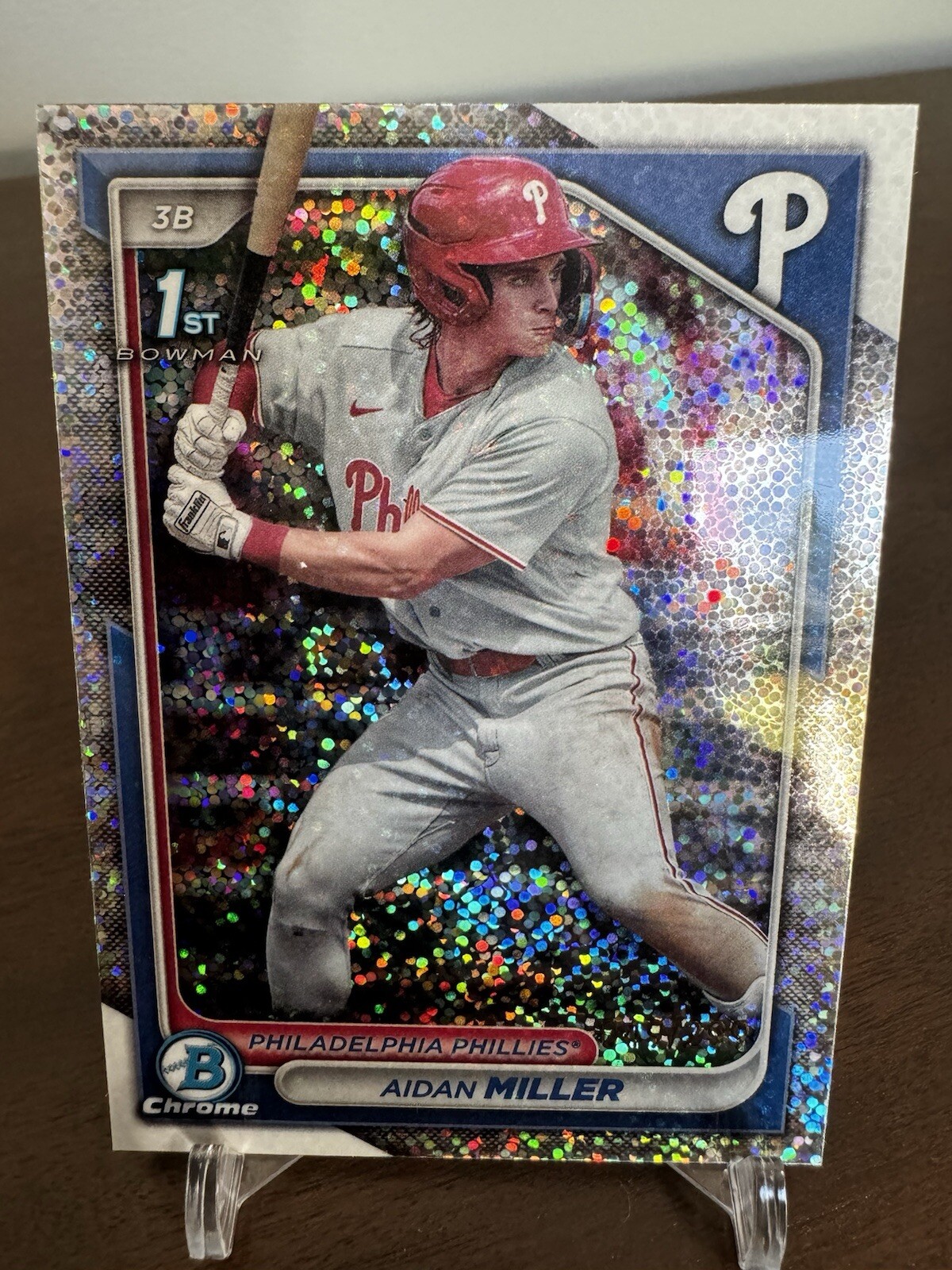 2024 Bowman Chrome #BCP-27 Aidan Miller Speckle Refractor 1st Bowman /299
