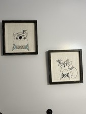Hobby Lobby Bear and Fox Nursery Art Prints Framed Set Animals Theme Black White