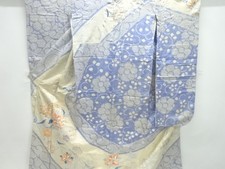 23888# JAPANESE KIMONO / ANTIQUE FURISODE / SILK / SHIBORI / EMBROIDERY / FLORAL