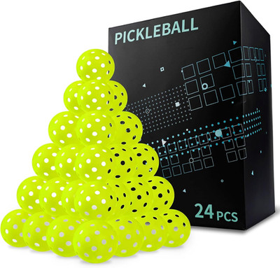 Pickleball Balls 24 Pack - 40-Hole Seamless Roto-Molded Pickleballs for Outdoor 