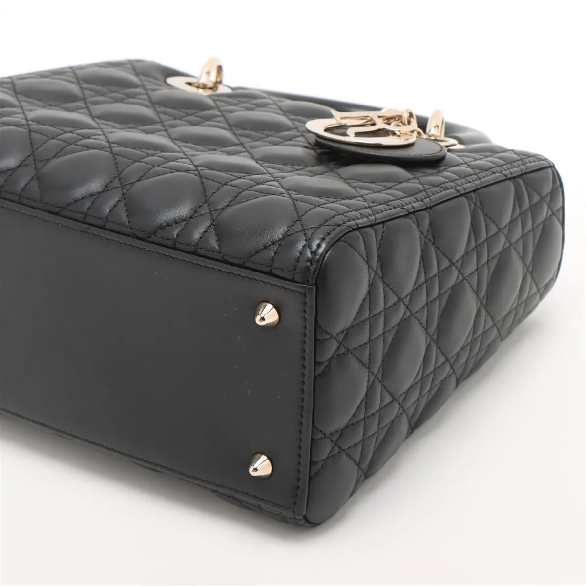 Christian Dior Lady Dior Cannage Leather 2 Way Handbag Black image 3
