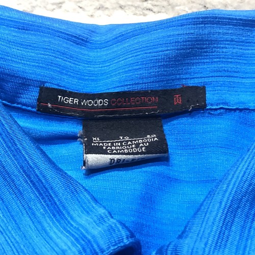 Nike Tiger Woods TW Golf Polo Men's XL Dri-FIT Stretch Blue Performance Button - Picture 2 of 11