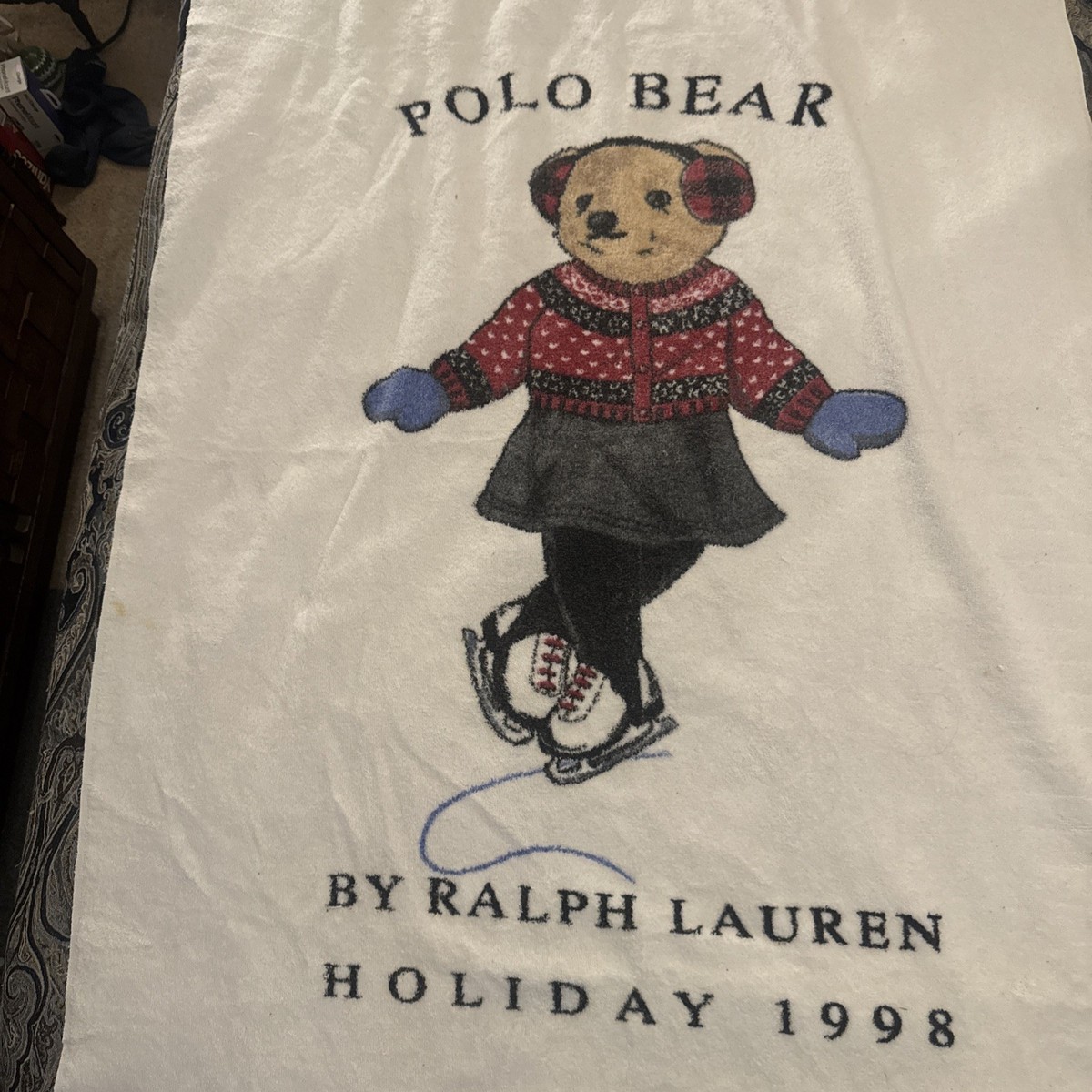 Vintage Ralph Lauren Polo Bear Holiday 1998 Beach Towel USA 35x65