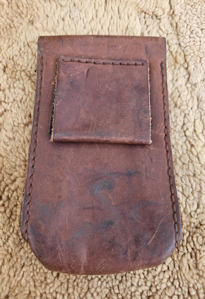 Bolsa de cinto de couro Bushcraft marrom reforçada feita à mão - Imagem 4 de 4