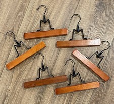 6 Vintage Wooden Pants Skirt Hangers 8-1/2 Long