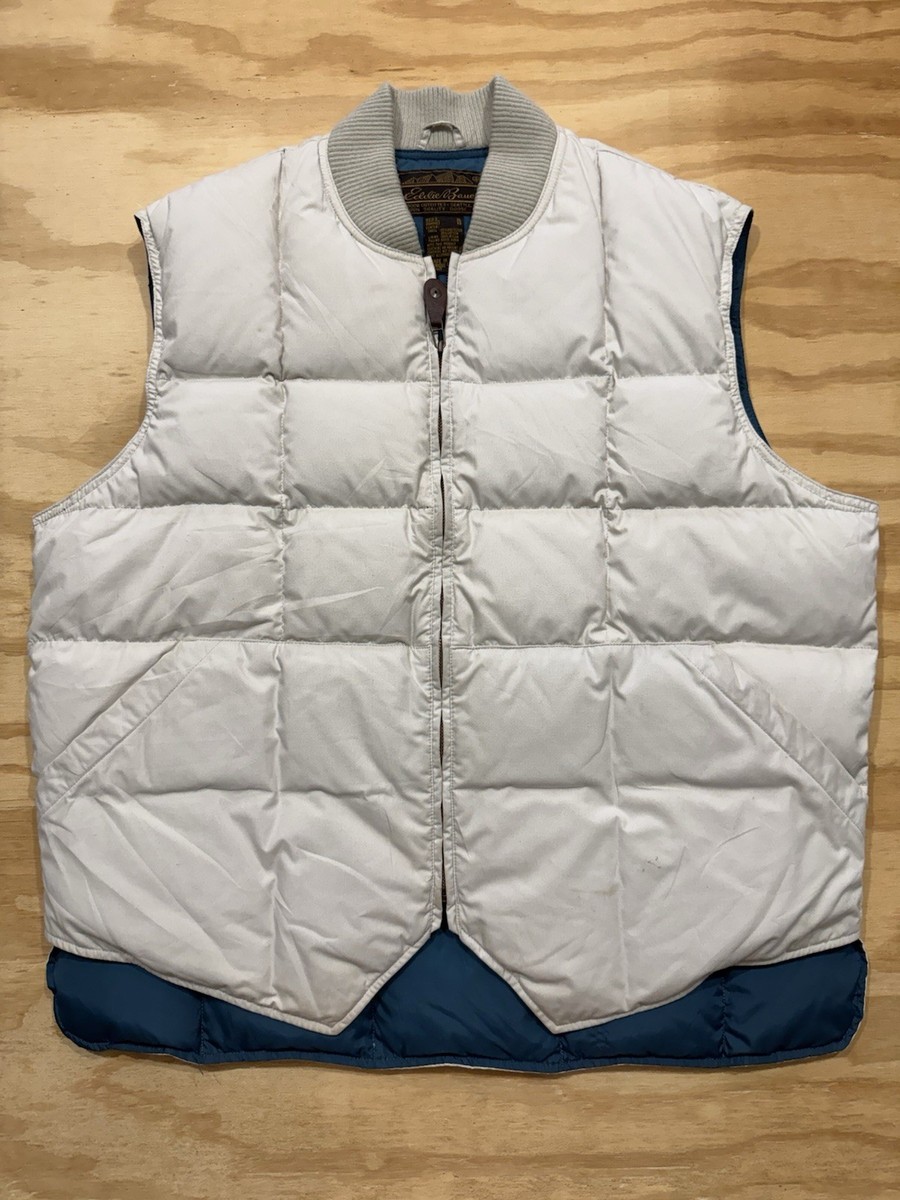 Vintage Eddie Bauer Downlight Vest Mens XL Goose Down Puffer Cream