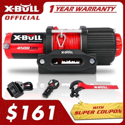 X-BULL Electric Winch 4500LB 12V Synthetic Rope ATV UTV Boat 4WD Wireless Remote