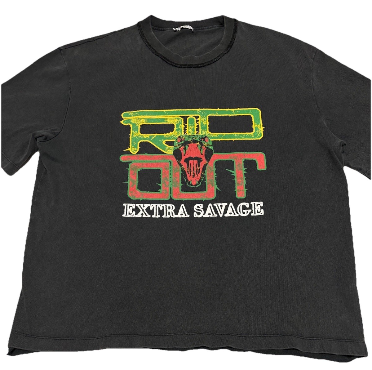ZARA Rip Out Extra Savage Snake Graphic T-Shirt Vintage Fade Style