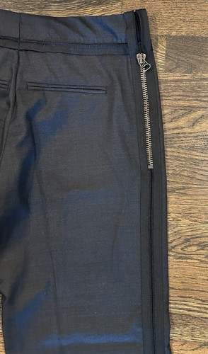 Stella Mccartney Wide Leg Wool Tuxedo Pants Dark Gray Trousers Zippers 44/10 - Picture 10 of 14
