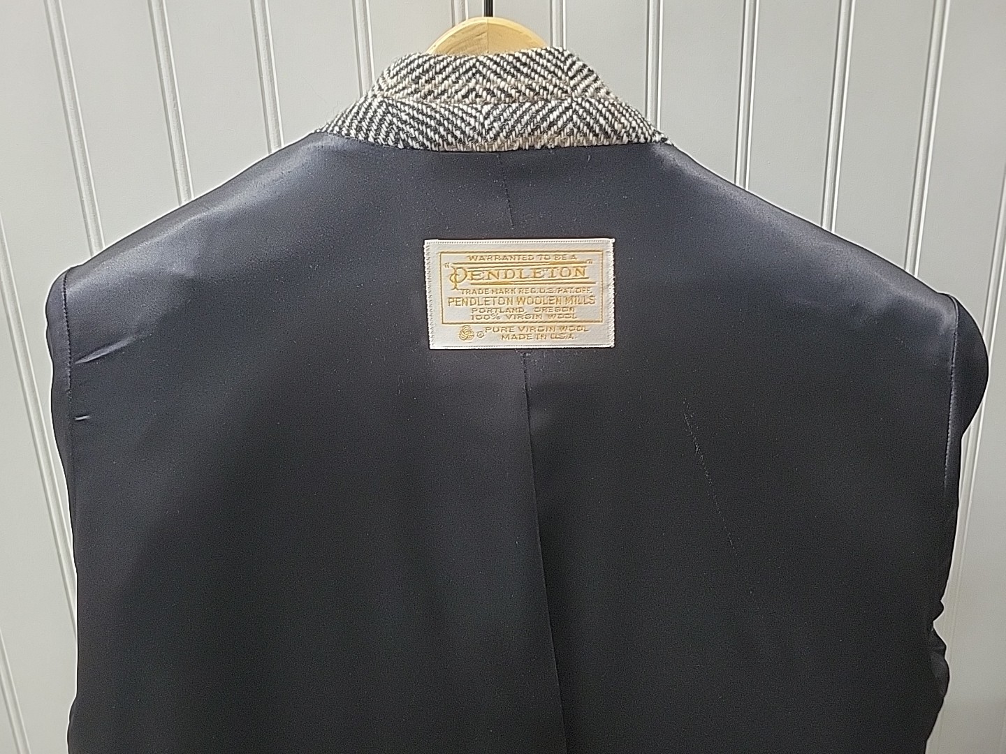 VTG Pendleton Wool Double Breasted Herringbone Tr… - image 19