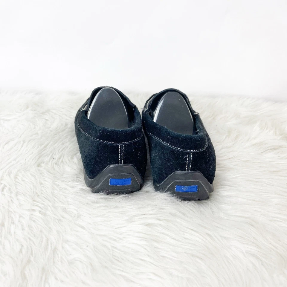 Keds 10 Mujer Negro Gamuza Goma Sin Cordones Mocasines de Conducción Zapatos Planos Foto 3 de 4
