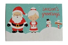 Christmas Greeting Card, Santa Claus, Mrs. Claus, Snowman, Snowflakes, North Pol