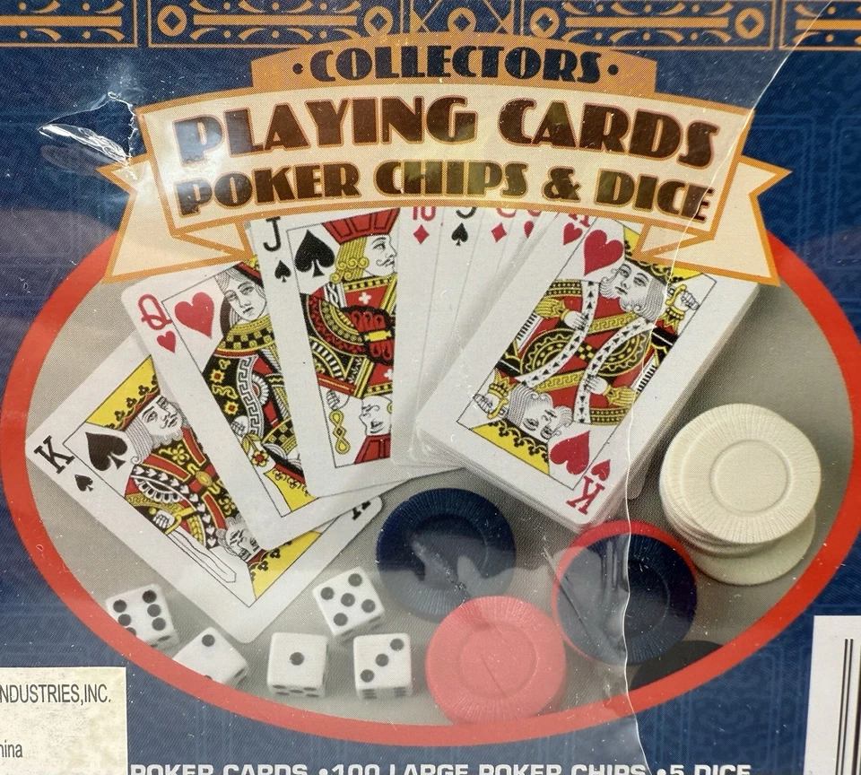 Collectors Playing Cards 100 Poker Chips And 5 Dice by Cardinal in Tin Brand New - Image 4 of 4