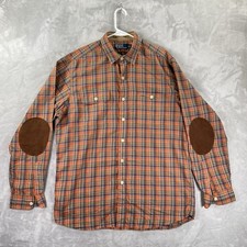 Polo Country Ralph Lauren Shirt mens Large Button Up Plaid Elbow Patches Outdoor