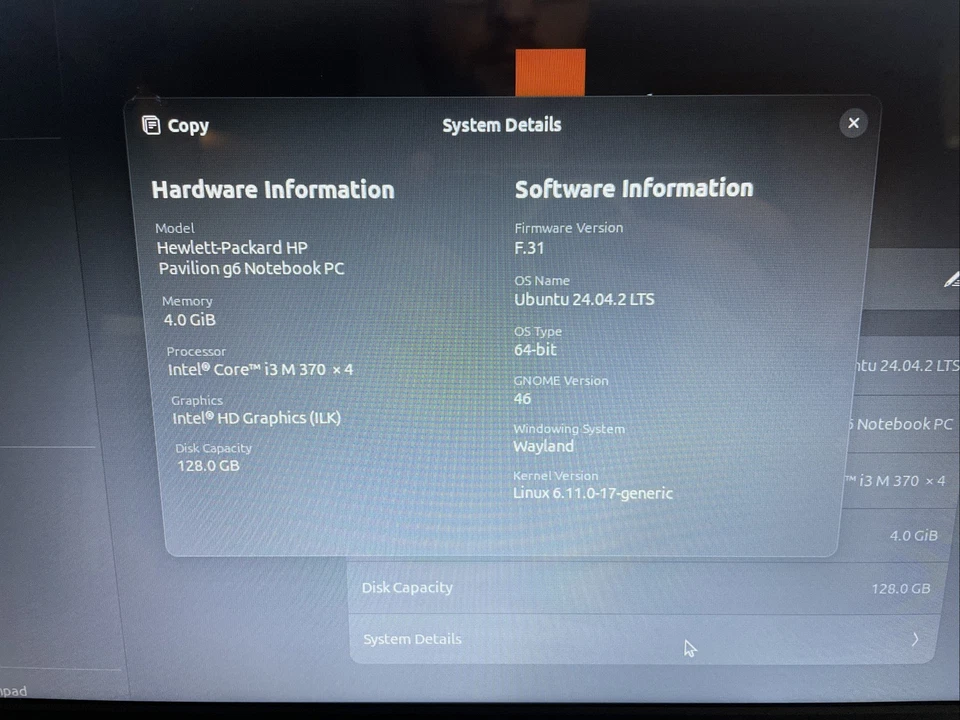 HP Pavilion g6-1b79dx Intel Core i3-370M 2.40GHz 4GB RAM 128 GB Storage - Image 3 of 4