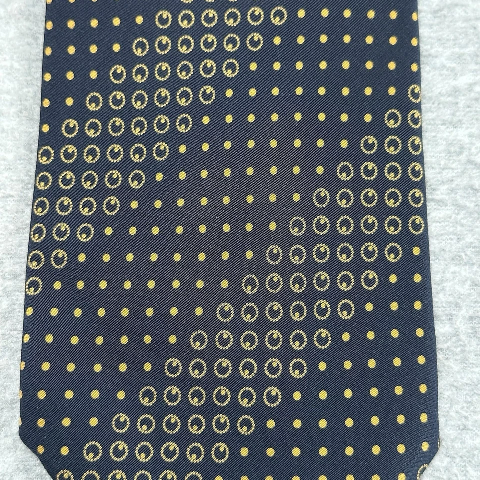 Corbata para Hombre Gianfranco Ferré Negra Seda Oro Lunares Rayas Hecha en Italia Foto 2 de 4