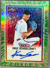 2025 Leaf Vivid Green Prismatic BA-KS1 Kruz Schoolcraft Autographs /8 Padres
