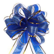 5pcs 7 Inch Large Pull Bow Gift Wrapping Bows Ribbon Organza Bows Blue
