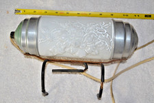 Vintage Headboard Bed Lamp Light Art Deco White Glass Flowers Floral Glass Shade