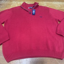 CHAPS Pullover Quarter Zip Sweater Men  s XL Red Long Sleeve New With Tags Cpix