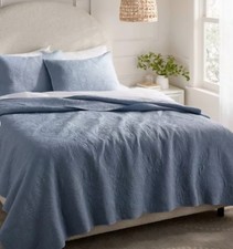 Garment Washed Paisley Stitch Quilt - Threshold Light Blue Full/queen