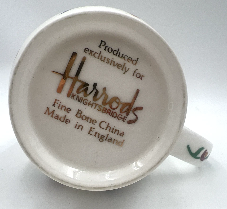 Taza Harrods Knightsbridge Café Té Hueso Fino China Inglaterra Tulipanes Flores Foto 3 de 4