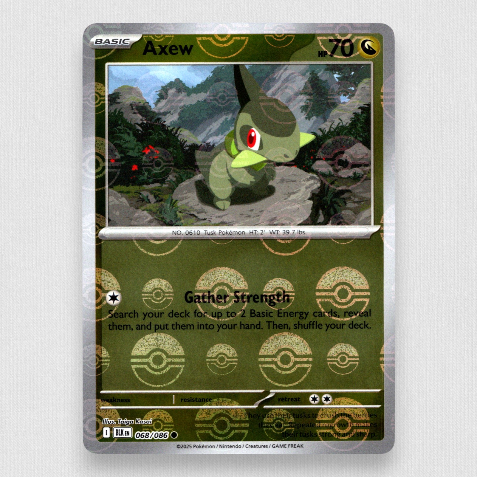 Axew (Poke Ball Pattern) 068/086 SV: Black Bolt Holo Common Pokemon TCG NM