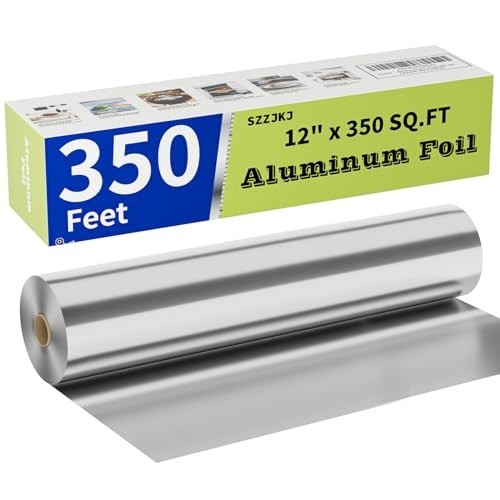 12in x 350ft Heavy-Duty Aluminum Foil Roll with Cutter - Food Safe for Cooking, - Picture 3 of 8