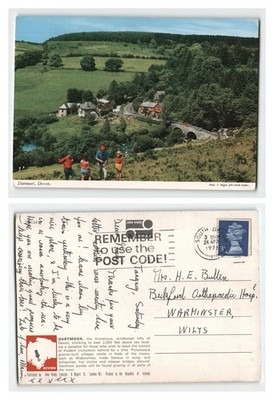 Postkarte - Dartmeet, Devon, malerische ländliche Landschaft, John Hinde Studio VERSCHICKT