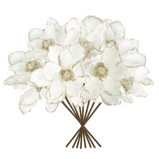 8 Pcs Glitter Artificial Christmas Flower White Christmas Ornament Christmas ...