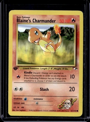 2000 Pokemon Gym Heroes 1st Edition Blaine's Charmander #61/132