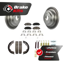 Rear Disc Coated Rotors Ceramic Pads Parking Brake Shoes And Hardware Kit For