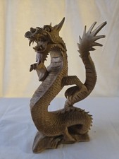 hand-carved wooden Chinese dragon sculpture