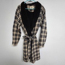 Men's UGG Loungewear Long Robe Kalib Plaid Navy Fleece Collar Size Medium