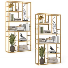 2PCS 71 5 Tier Tall Bookshelf w/Open Storage Shelves Metal Frame for Bedroom