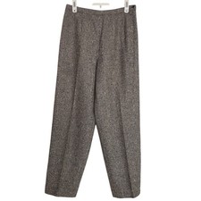 Vtg Talbots Wool Trousers Herringbone Black White Straight Leg High Rise Sz10