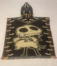 Kids Nightmare Before Christmas Jack Skellington Hooded Poncho Wool Blend Unisex