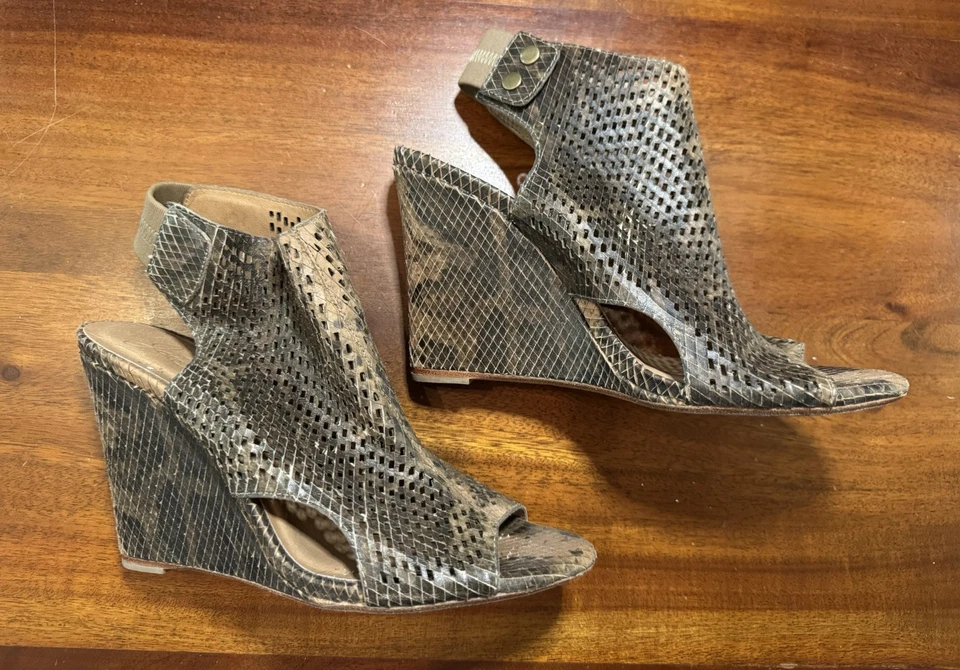 Joie Kelcey на танкетке перфорированная змея штамп искусственно состаренная кожа туфли размер 8 - Изображение 4 из 4
