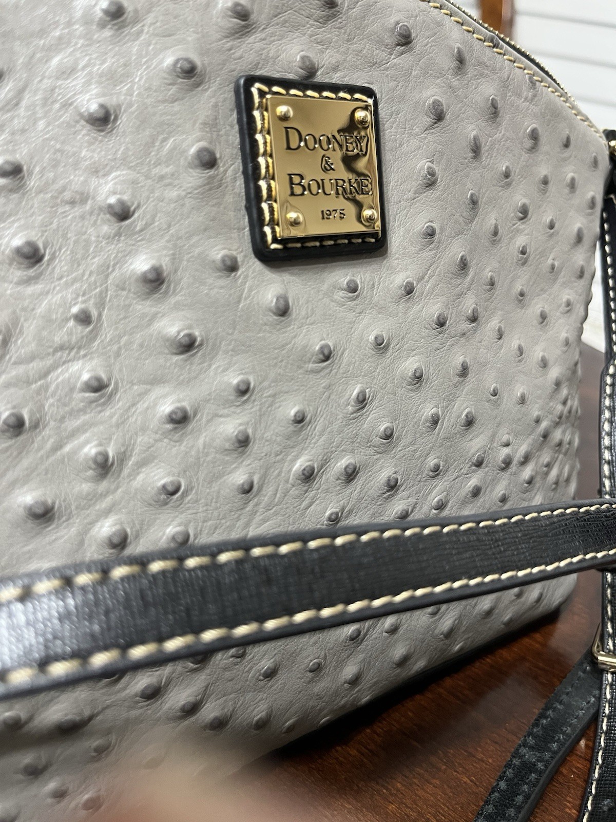 Dooney & Bourke Gray Ostrich Ruby Crossbody Purse - image 17