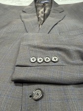 Cremieux Loro Piana Super 130s Blazer 48L Brown Blue Windowpane Wool
