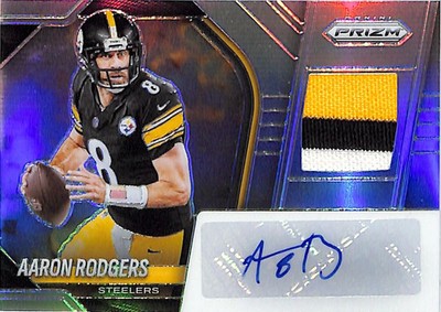 2025 Prizm Aaron Rodgers Auto Autograph Patch Jersey Silver /99 Steelers