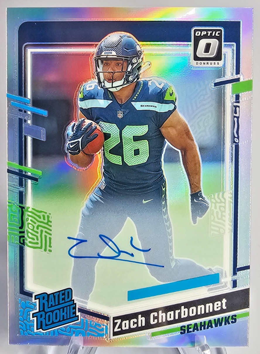 2023 Donruss Optic Zach Charbonnet RC Rated Rookies RPS Holo Auto /150