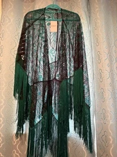BABEYOND 1920s Sequin Beaded Green Shawl Wraps One Size. NWT