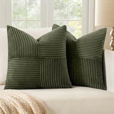 Decorative Throw Pillow Covers 20x20 Inch 20" x 20" Pack of 2 Olive Green