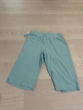 Fresh Produce Pants Women s Large Blue 100 Cotton Pull Up Capri Pockets New