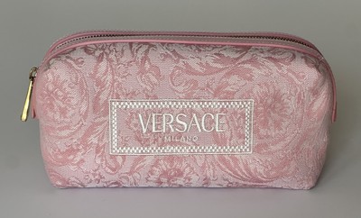 Versace Fabric Barocco Jacquard Light Pink Beauty Pouch 1013925 NWT $575