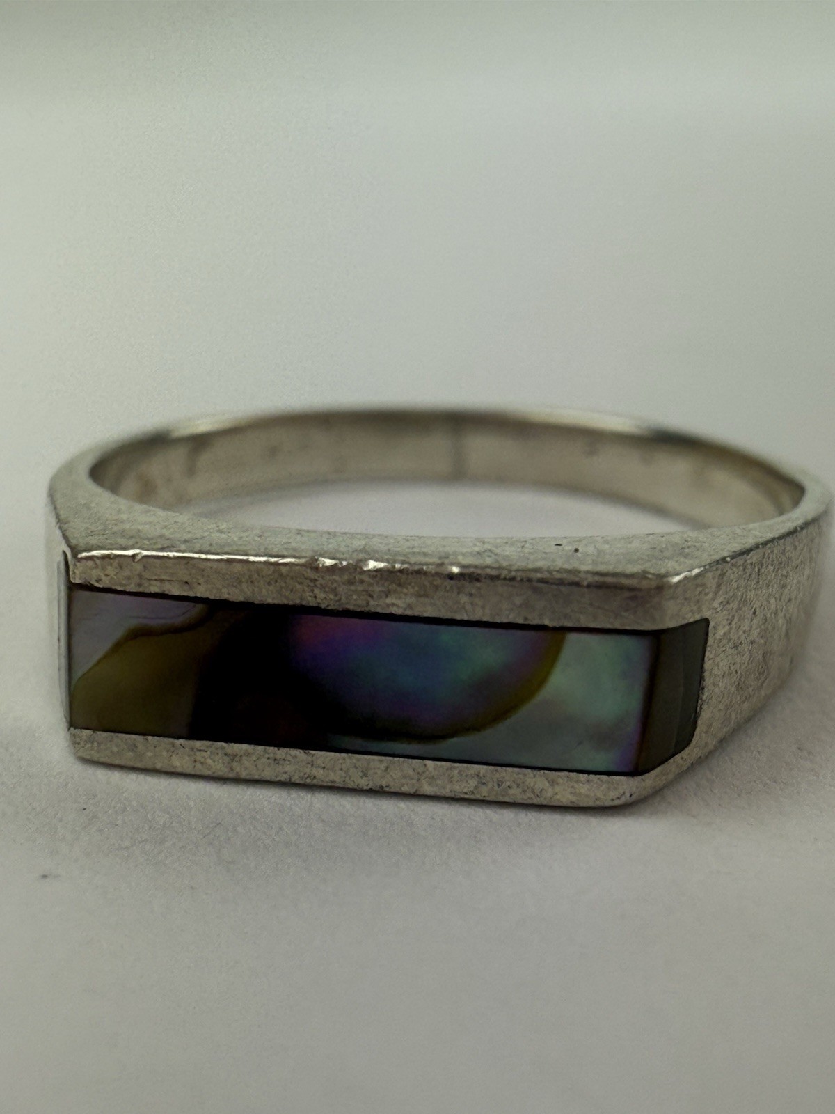 VTG Sterling Silver Rectangular Abalone Inlay Siz… - image 5